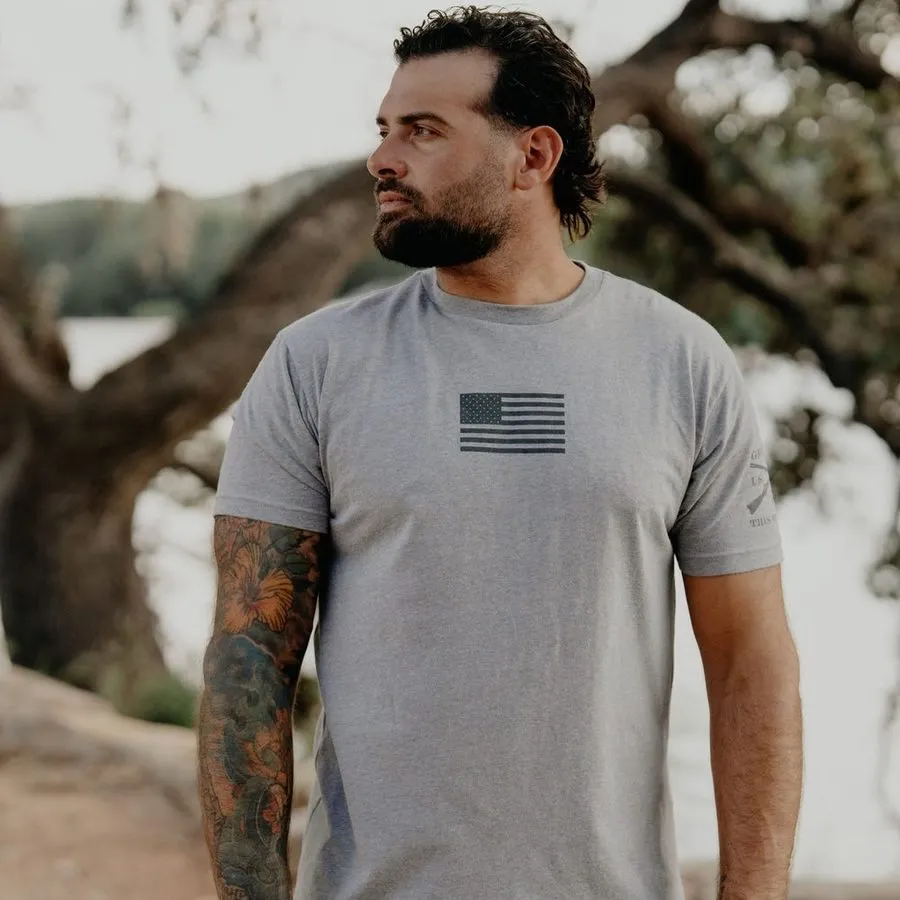 Freedom Flag T-Shirt - Dark Heather Gray sold by Grunt Style product image thumbnail 3