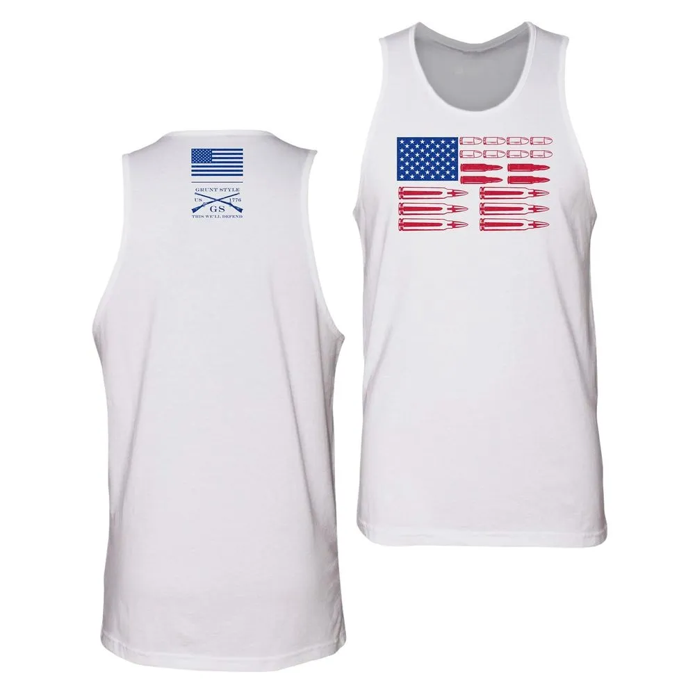 Men's Ammo Flag Tank - White sold by Grunt Style