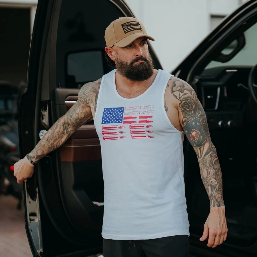 Men's Ammo Flag Tank - White sold by Grunt Style product image thumbnail 3