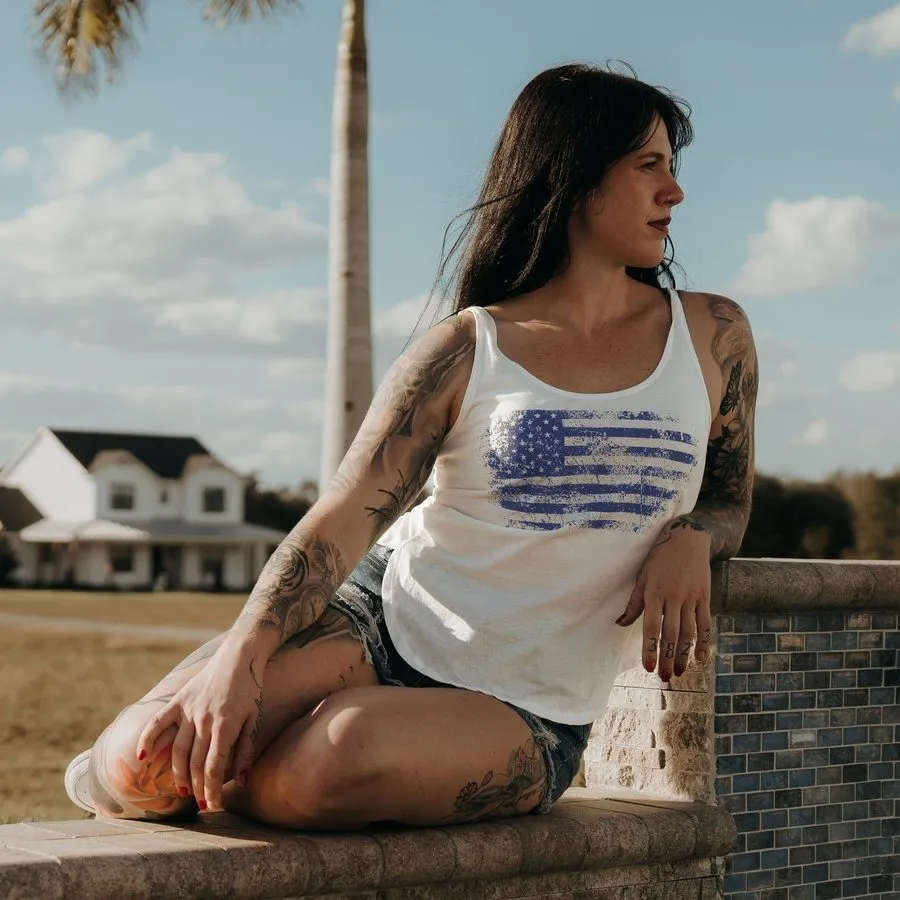 Women's Vintage American Flowy Tank - White sold by Grunt Style product image thumbnail 2