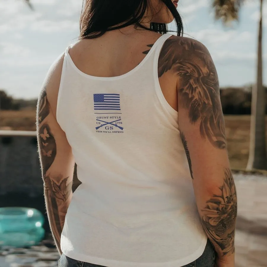 Women's Vintage American Flowy Tank - White sold by Grunt Style product image thumbnail 5