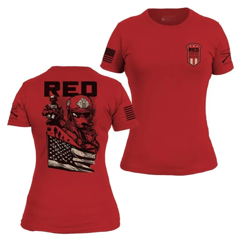 Women's Mission RED Slim Fit T-Shirt - Red made by Grunt Style