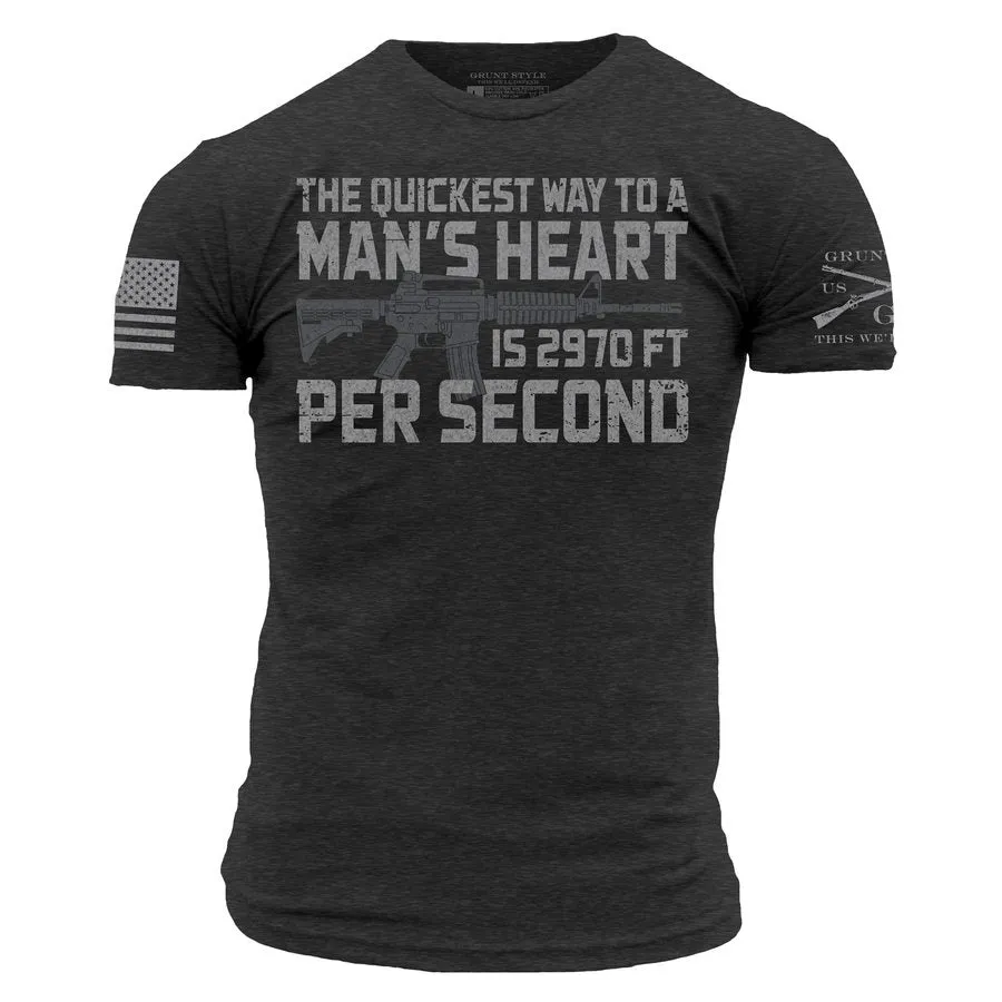 Way To A Heart T-Shirt - Charcoal sold by Grunt Style