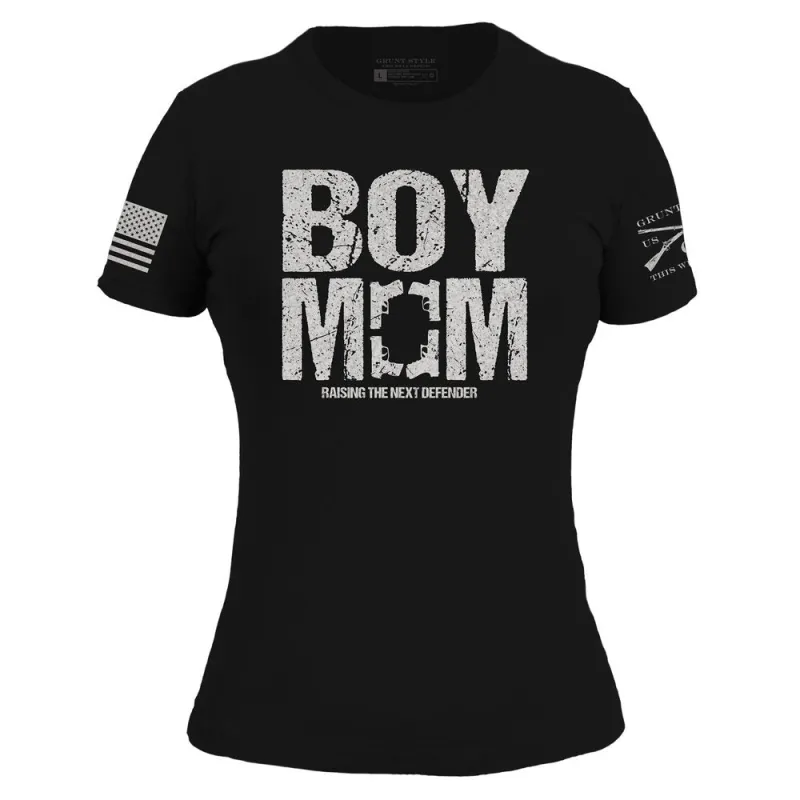 Women's Boy Mom Slim Fit T-Shirt - Black made by Grunt Style