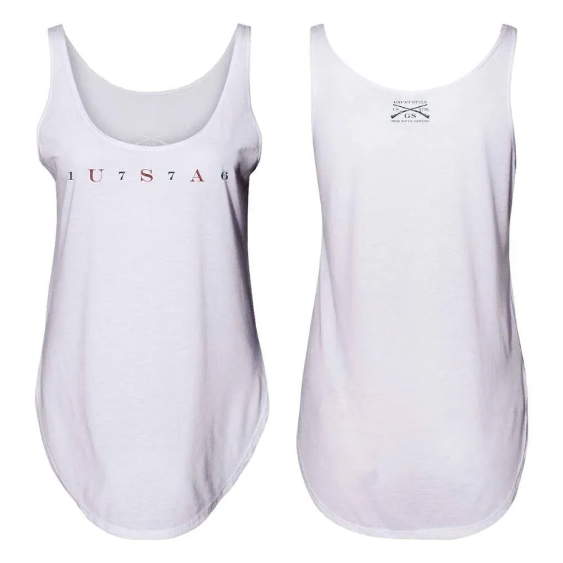 Women's USA 76 Flowy Tank - White made by Grunt Style