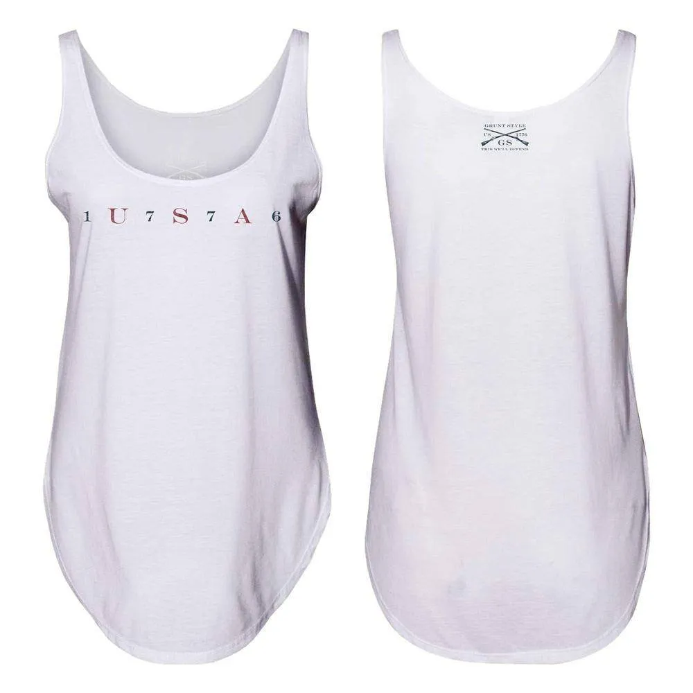Women's USA 76 Flowy Tank - White sold by Grunt Style