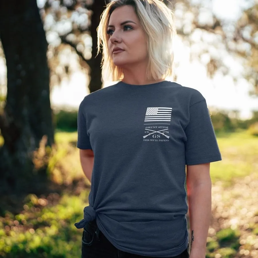 Women's Even Divided Boyfriend Fit T-Shirt - Midnight Navy sold by Grunt Style product image thumbnail 2