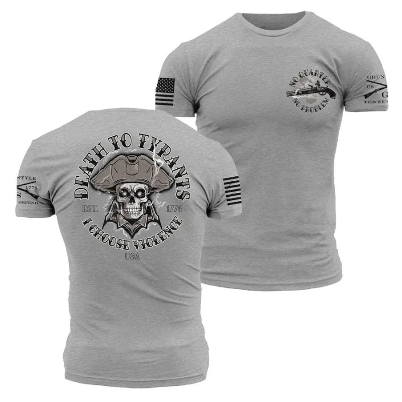 Death To Tyrants T-Shirt - Dark Heather Gray made by Grunt Style