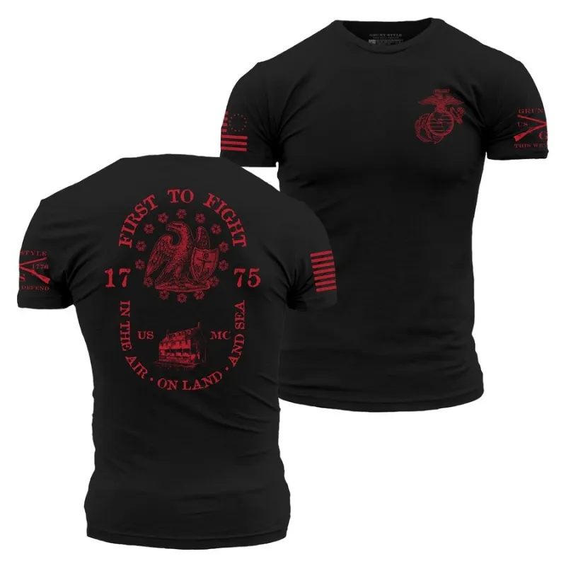 USMC - First To Fight T-Shirt - Black made by Grunt Style