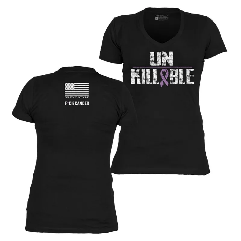 Women's Unkillable V-Neck - Black made by Grunt Style