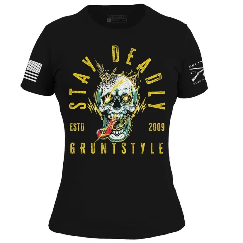 Women's Stay Deadly Slim Fit T-Shirt - Black made by Grunt Style