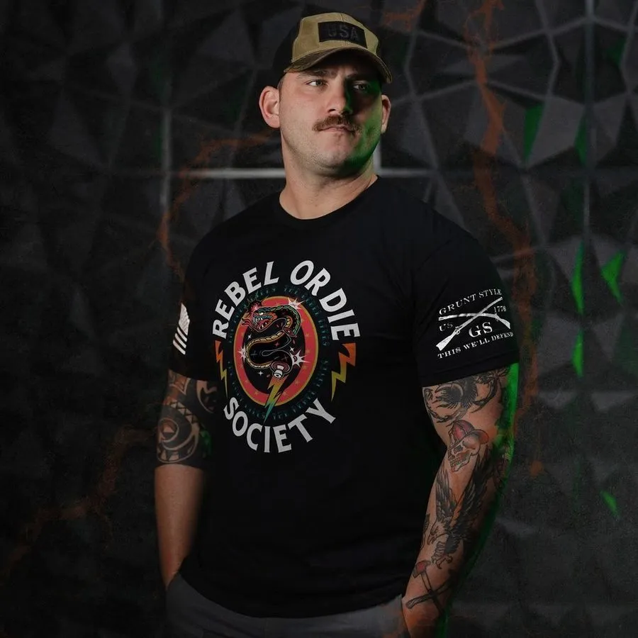 Rebel Or Die T-Shirt - Black sold by Grunt Style product image thumbnail 2