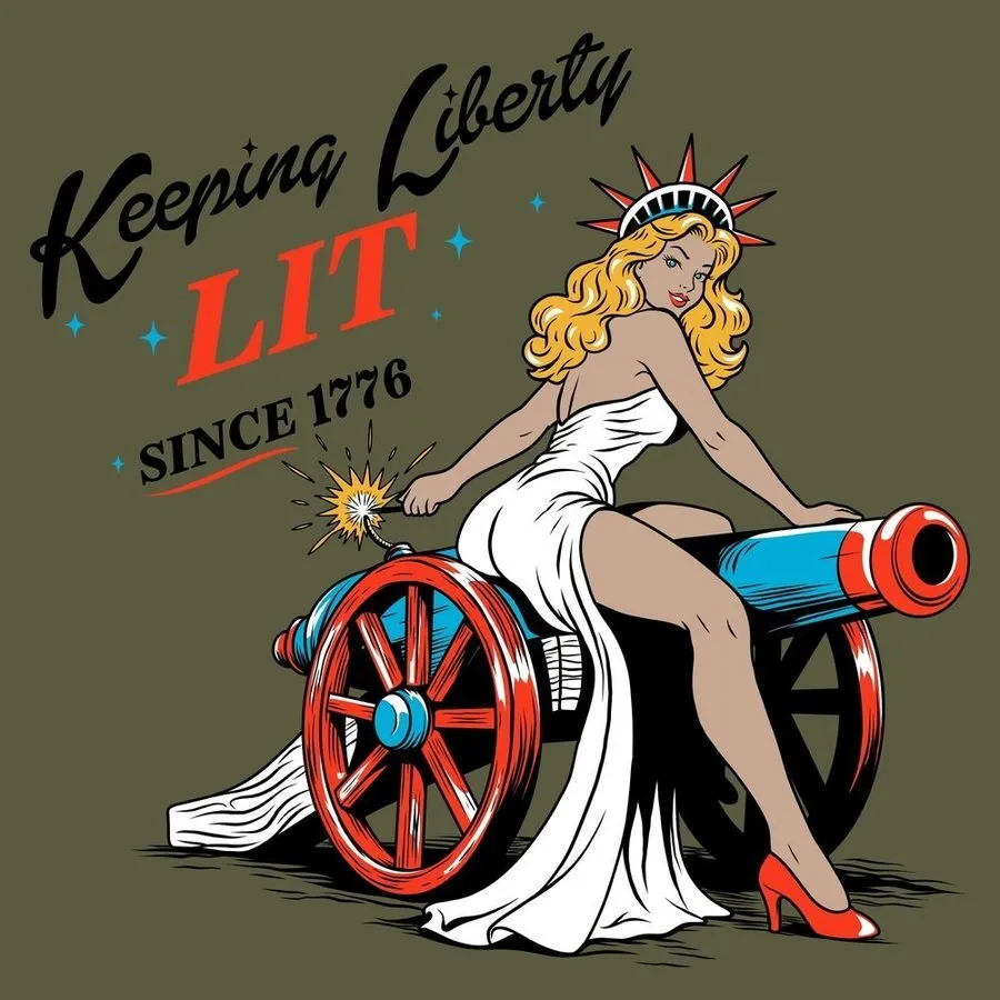 Women's Keeping Liberty Lit V-Neck - Military Green sold by Grunt Style product image thumbnail 2