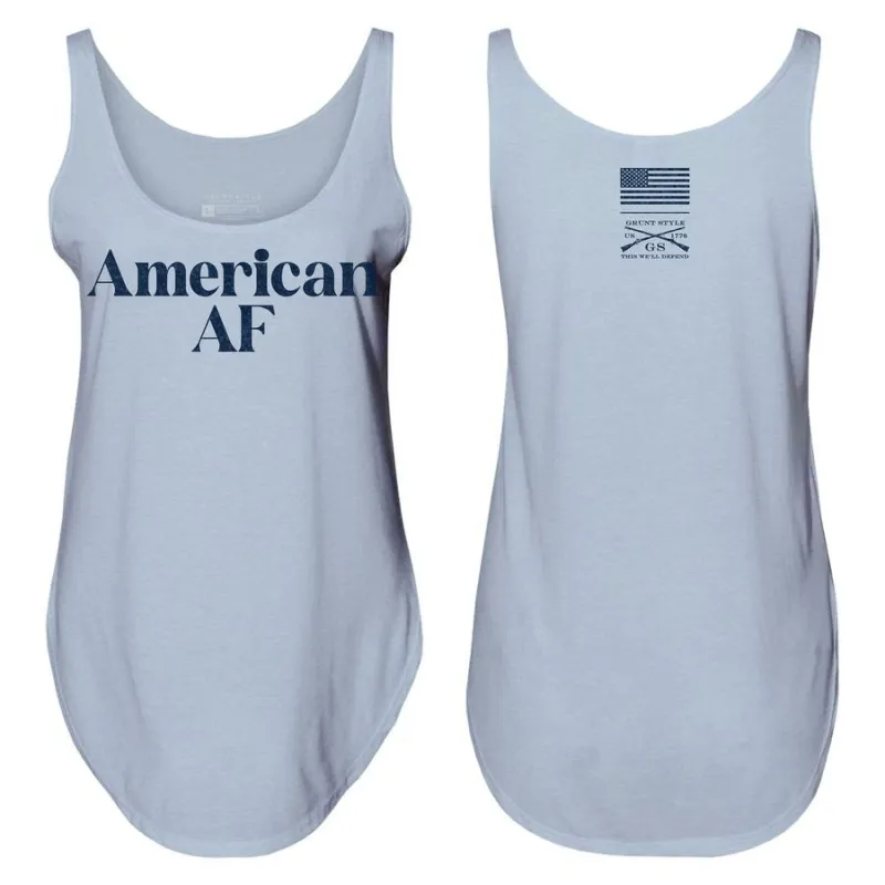 Women's American AF Flowy Tank - Stonewash Denim made by Grunt Style