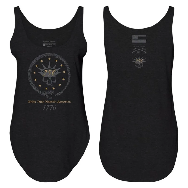 Women's Happy Birthday America Flowy Tank - Black made by Grunt Style