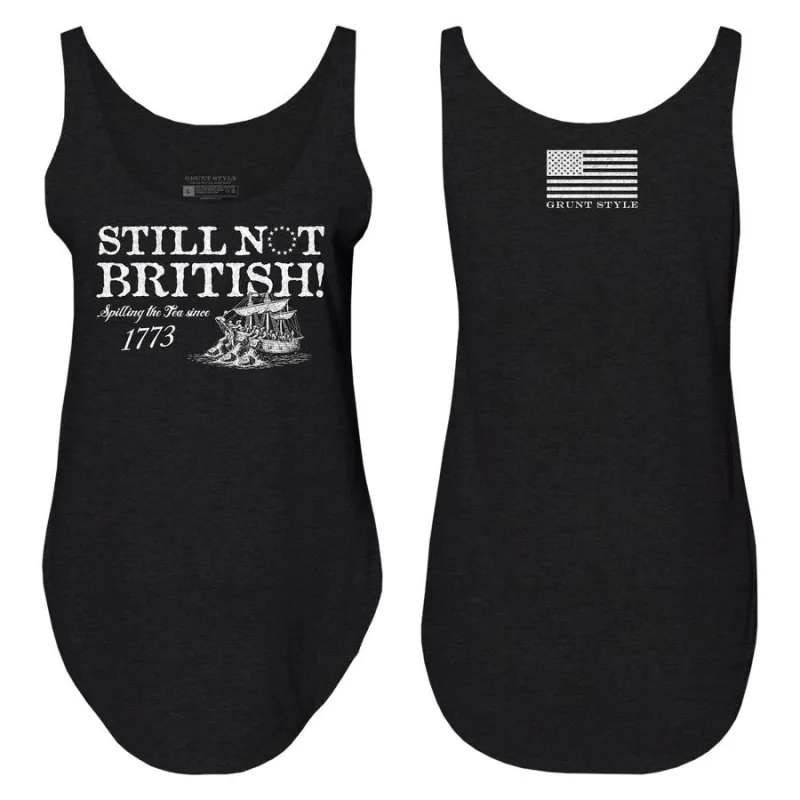 Women's Still Not British Flowy Tank - Black made by Grunt Style