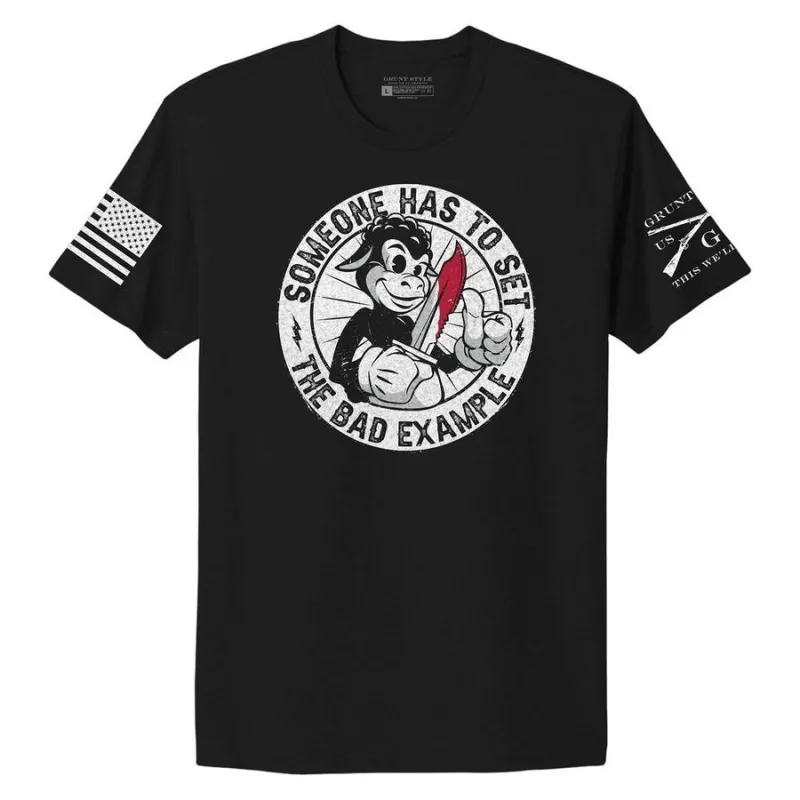 Women's Bad Example Boyfriend Fit T-Shirt - Black made by Grunt Style