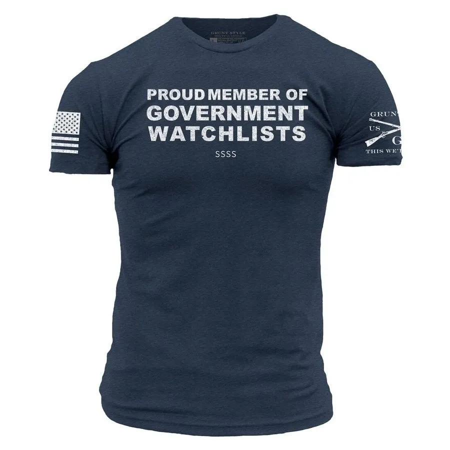 Government Watchlists T-Shirt - Midnight Navy sold by Grunt Style