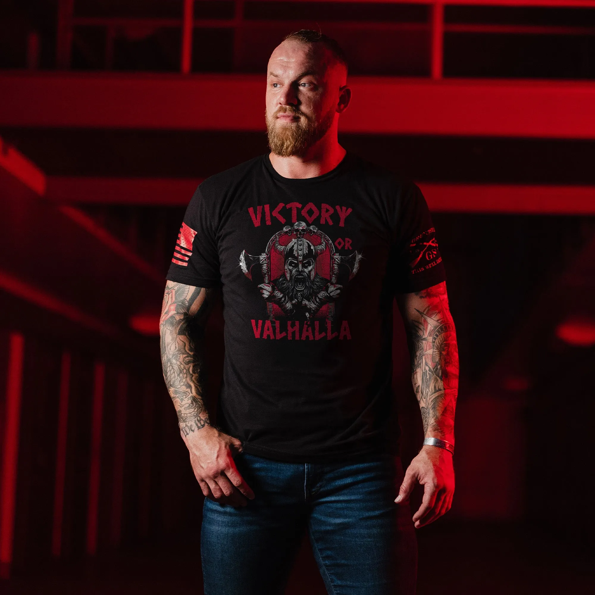Victory Or Valhalla T-Shirt - Black sold by Grunt Style product image thumbnail 2