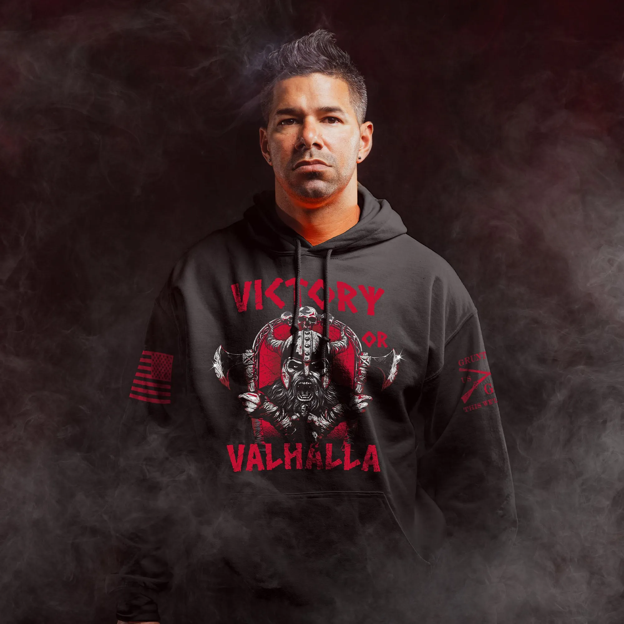 Victory Or Valhalla Hoodie - Black sold by Grunt Style product image thumbnail 2
