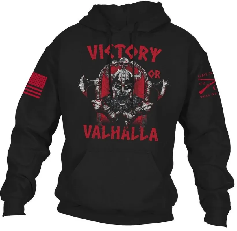 Victory Or Valhalla Hoodie - Black made by Grunt Style