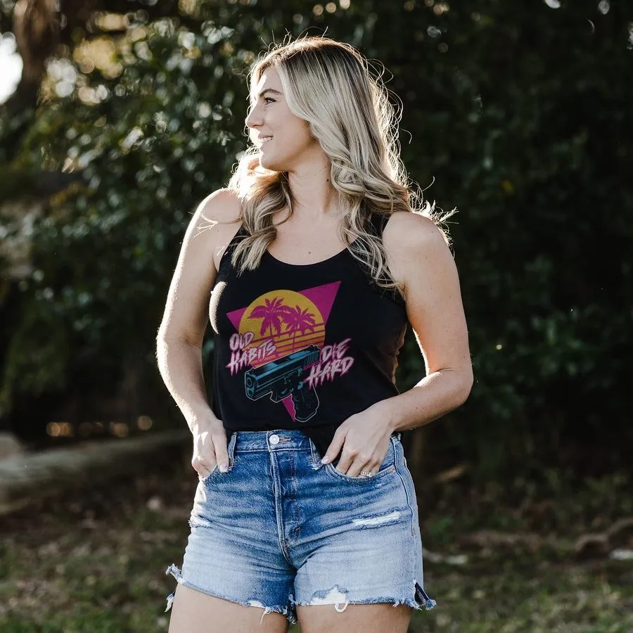 Women's Old Habits Die Hard Flowy Tank - Black sold by Grunt Style product image thumbnail 2