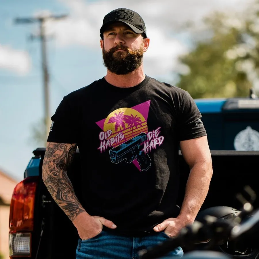 Old Habits Die Hard T-Shirt - Black sold by Grunt Style product image thumbnail 3