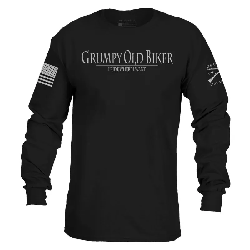 Grumpy Old Biker Long Sleeve - Black made by Grunt Style