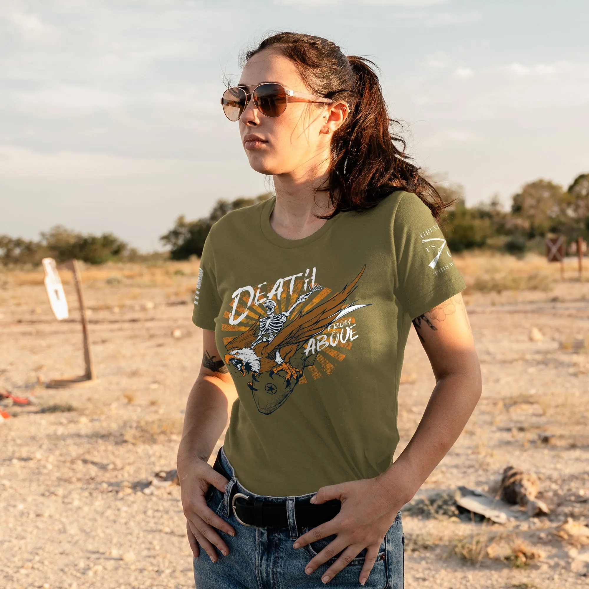 Women's Death From Above Slim Fit T-Shirt - Military Green sold by Grunt Style product image thumbnail 2