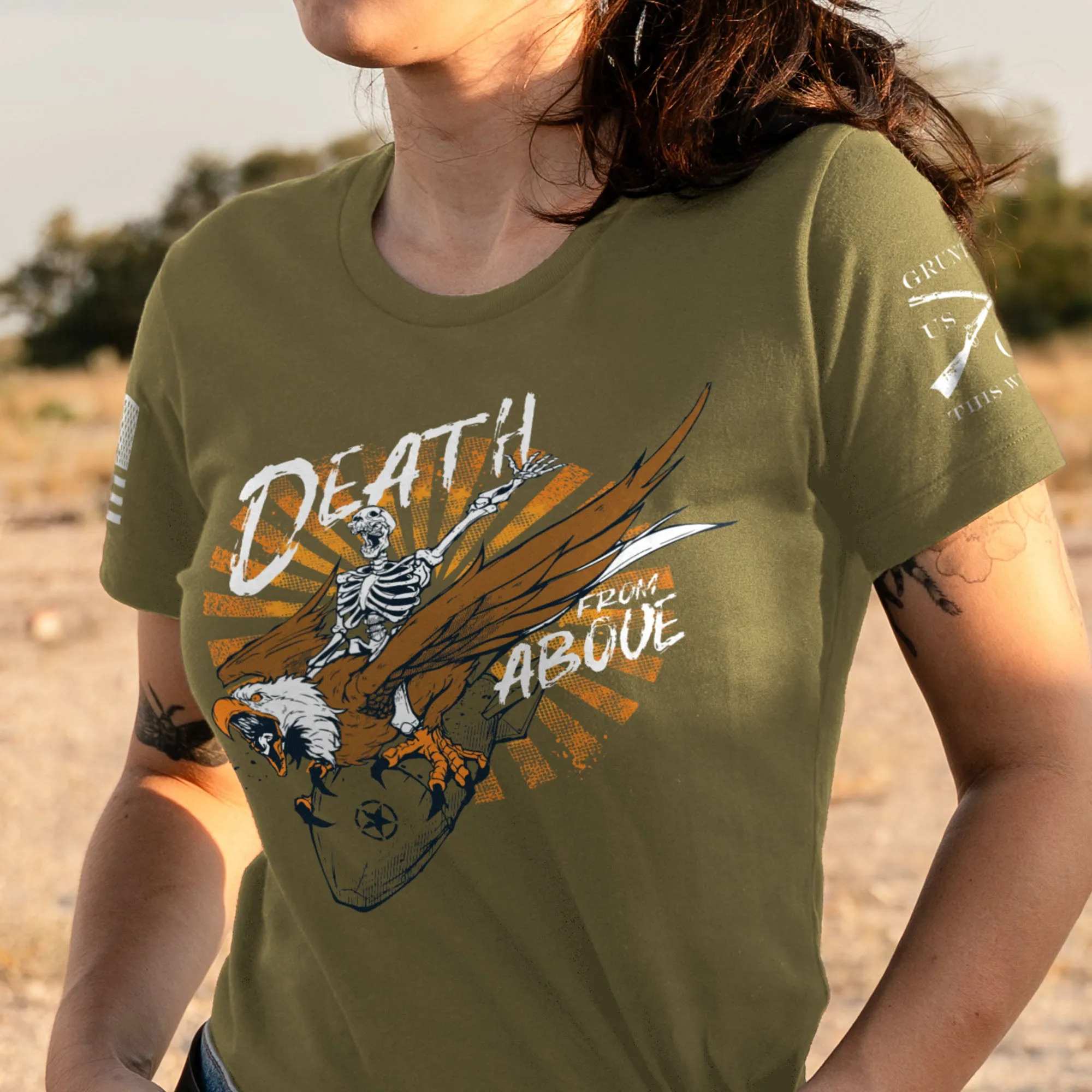 Women's Death From Above Slim Fit T-Shirt - Military Green sold by Grunt Style product image thumbnail 3