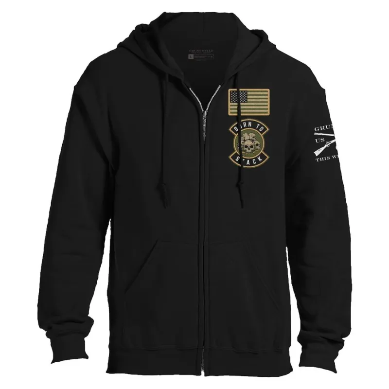 Born To Stack Full-Zip Hoodie - Black made by Grunt Style