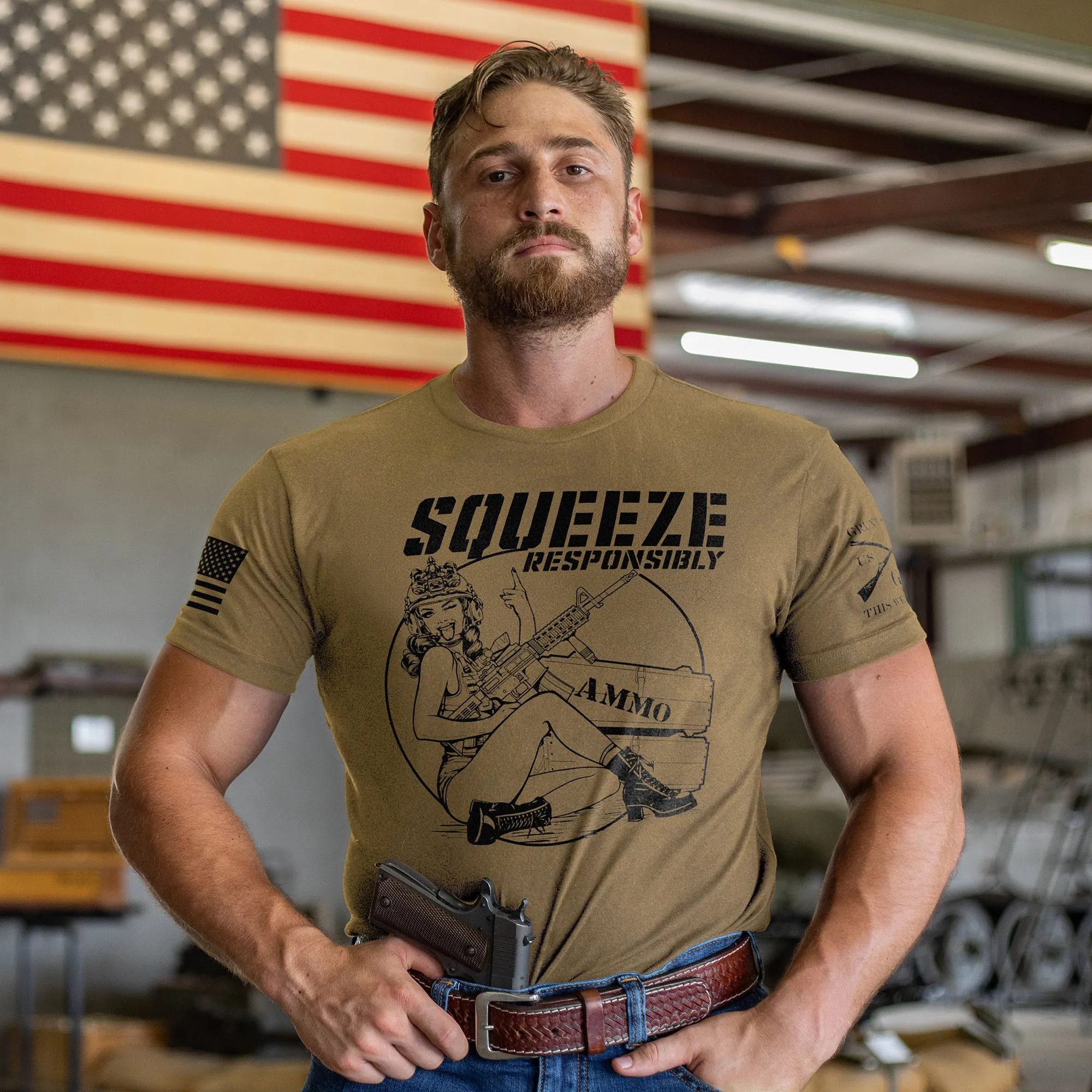 Squeeze Responsibly T-Shirt - Combat Green sold by Grunt Style product image thumbnail 4