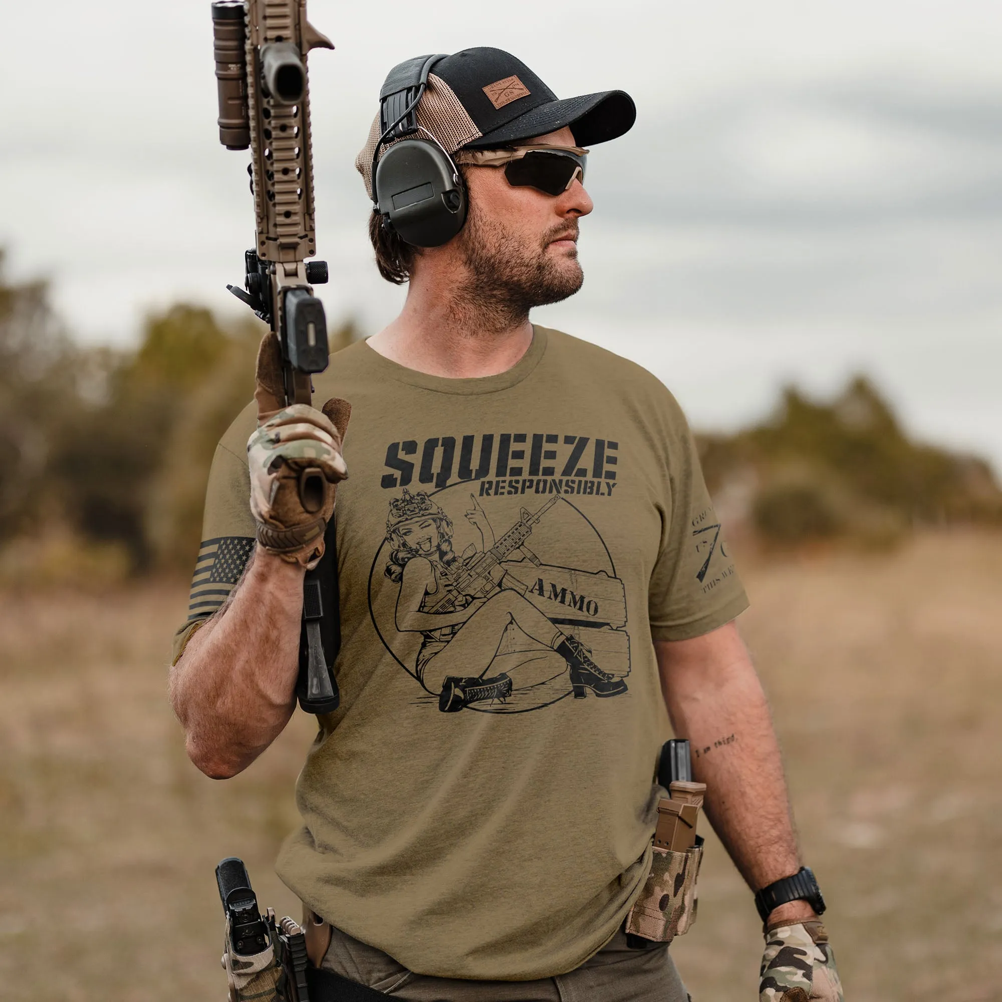 Squeeze Responsibly T-Shirt - Combat Green sold by Grunt Style product image thumbnail 3