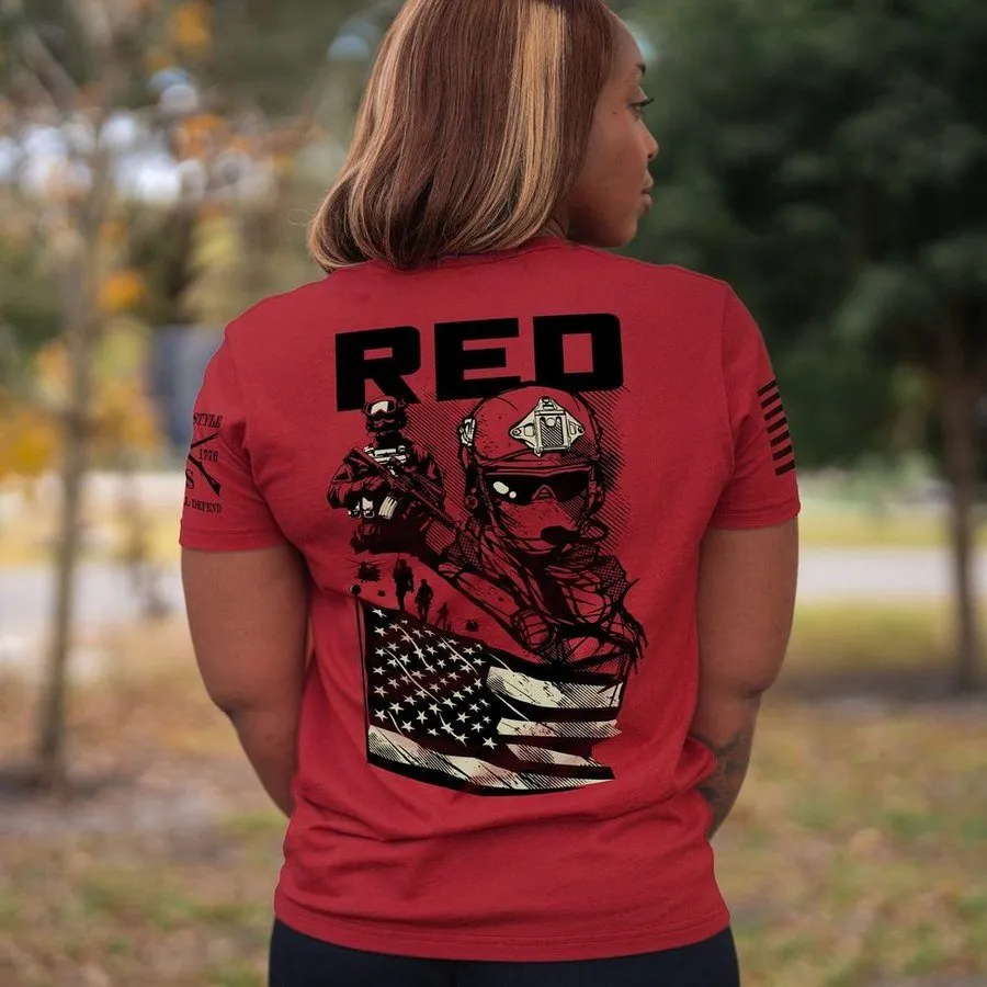 Women's Mission RED Boyfriend Fit T-Shirt - Red sold by Grunt Style product image thumbnail 2