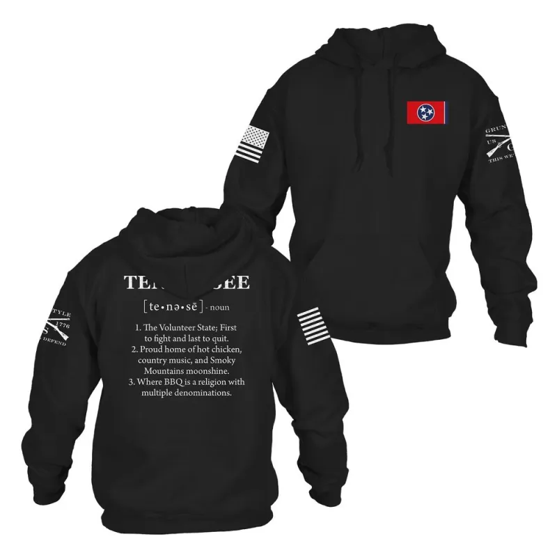 Tennessee Defined Hoodie - Black made by Grunt Style