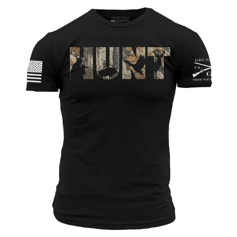 Realtree Xtra Grey® Hunt T-Shirt - Black made by Grunt Style