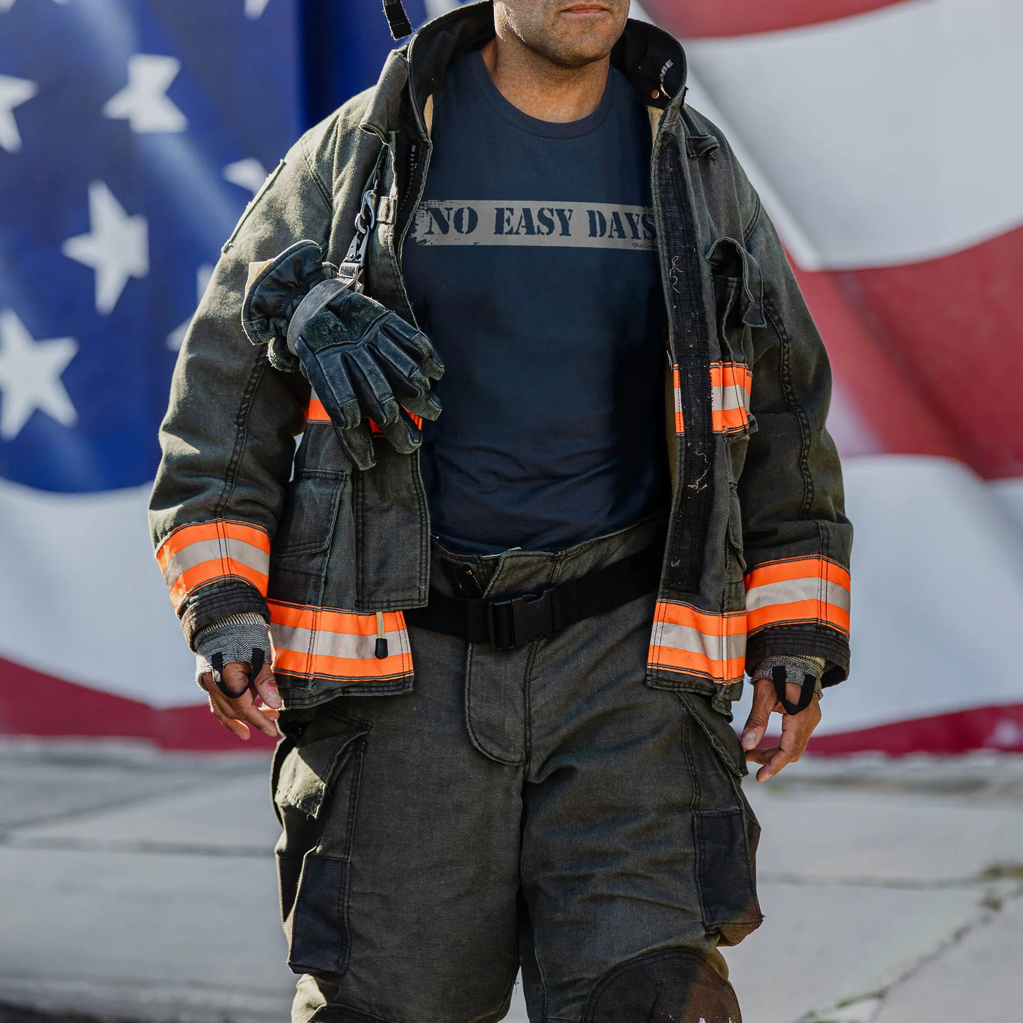 No Easy Days Fire T-Shirt - Midnight Navy sold by Grunt Style product image thumbnail 4