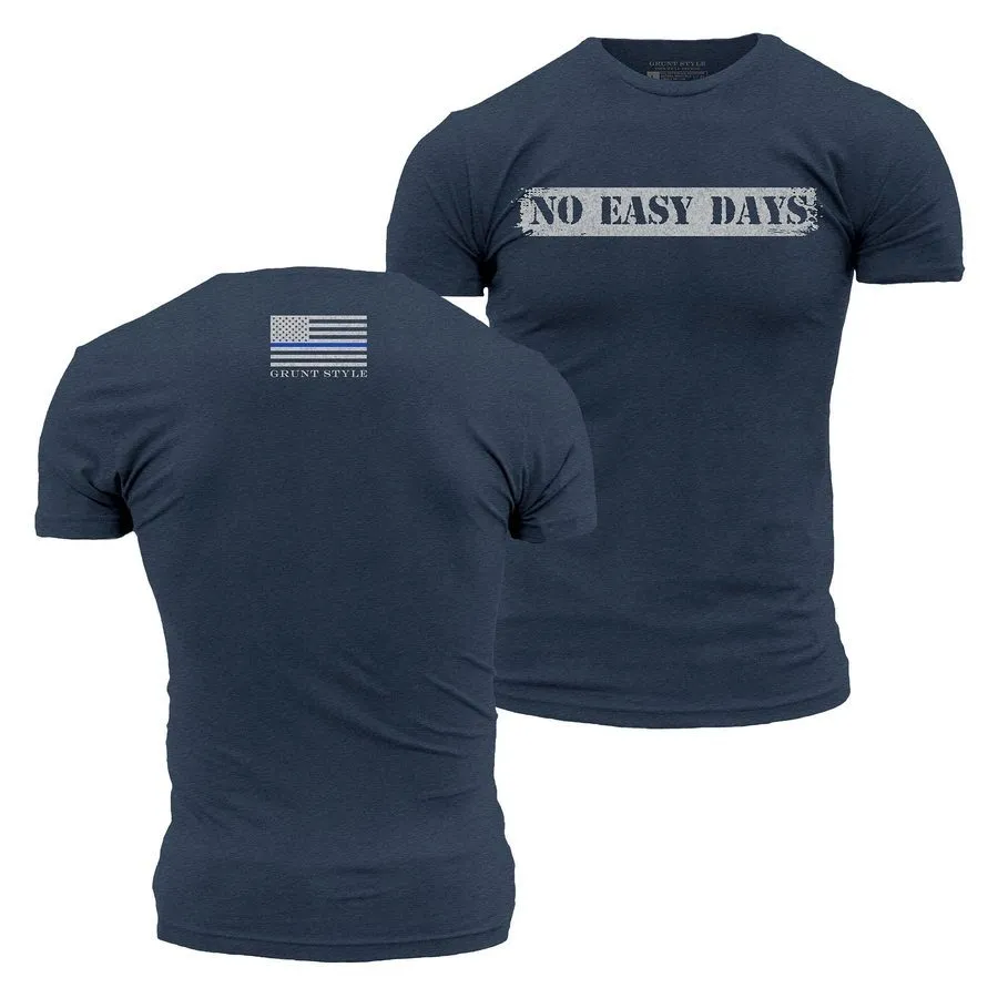 No Easy Days Police T-Shirt - Midnight Navy sold by Grunt Style