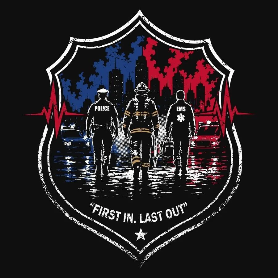 First In, Last Out T-Shirt - Black sold by Grunt Style product image thumbnail 2