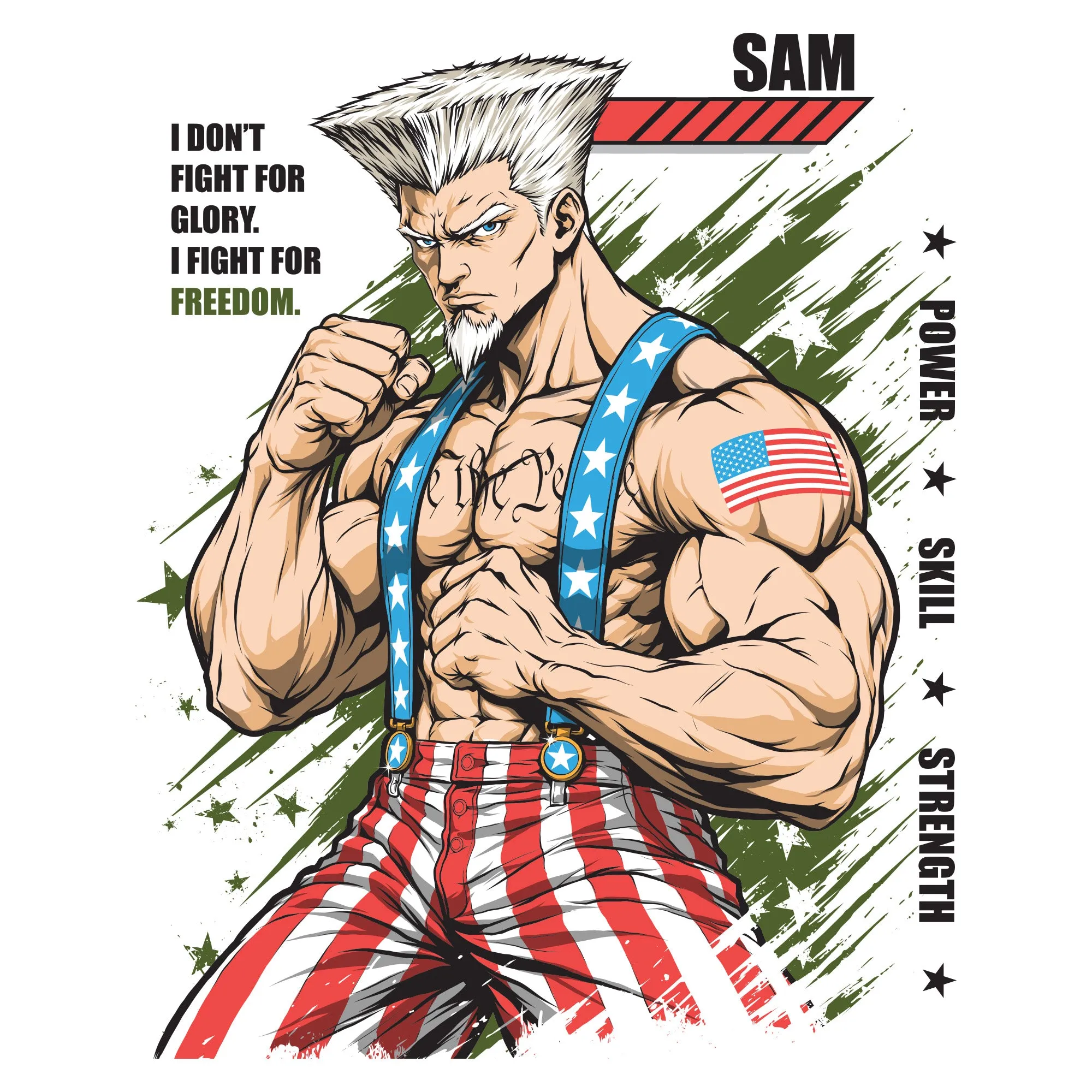 Freedom Fighter Sam T-Shirt - White sold by Grunt Style product image thumbnail 2