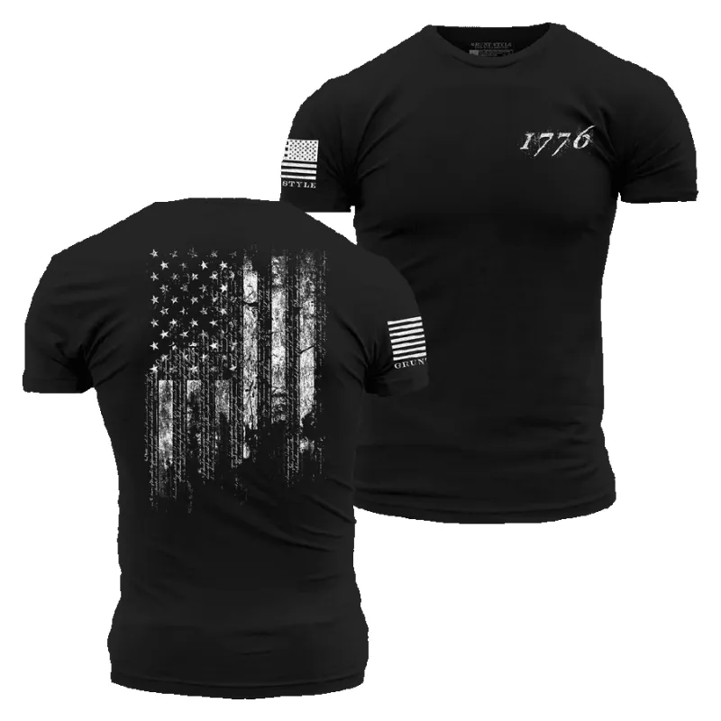 1776 Flag Non Rifle Logo T-Shirt - Black made by Grunt Style