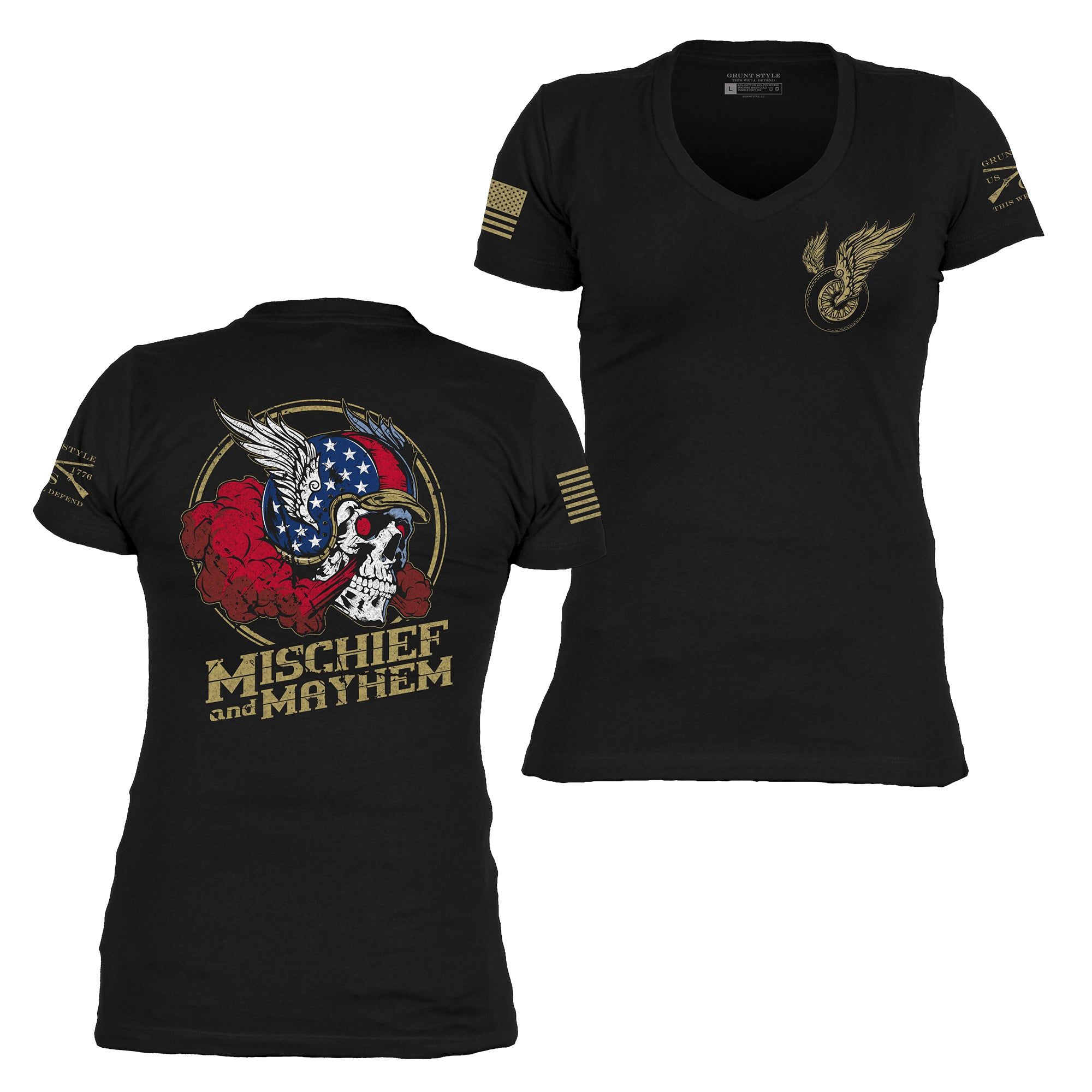 Women's Mischief and Mayhem V-Neck - Black sold by Grunt Style product image thumbnail 2