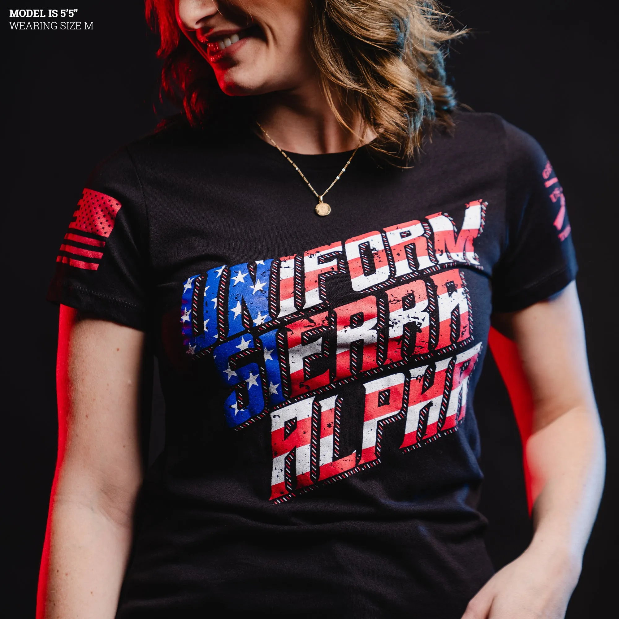 Women's USA Slim Fit T-Shirt - Black sold by Grunt Style product image thumbnail 2