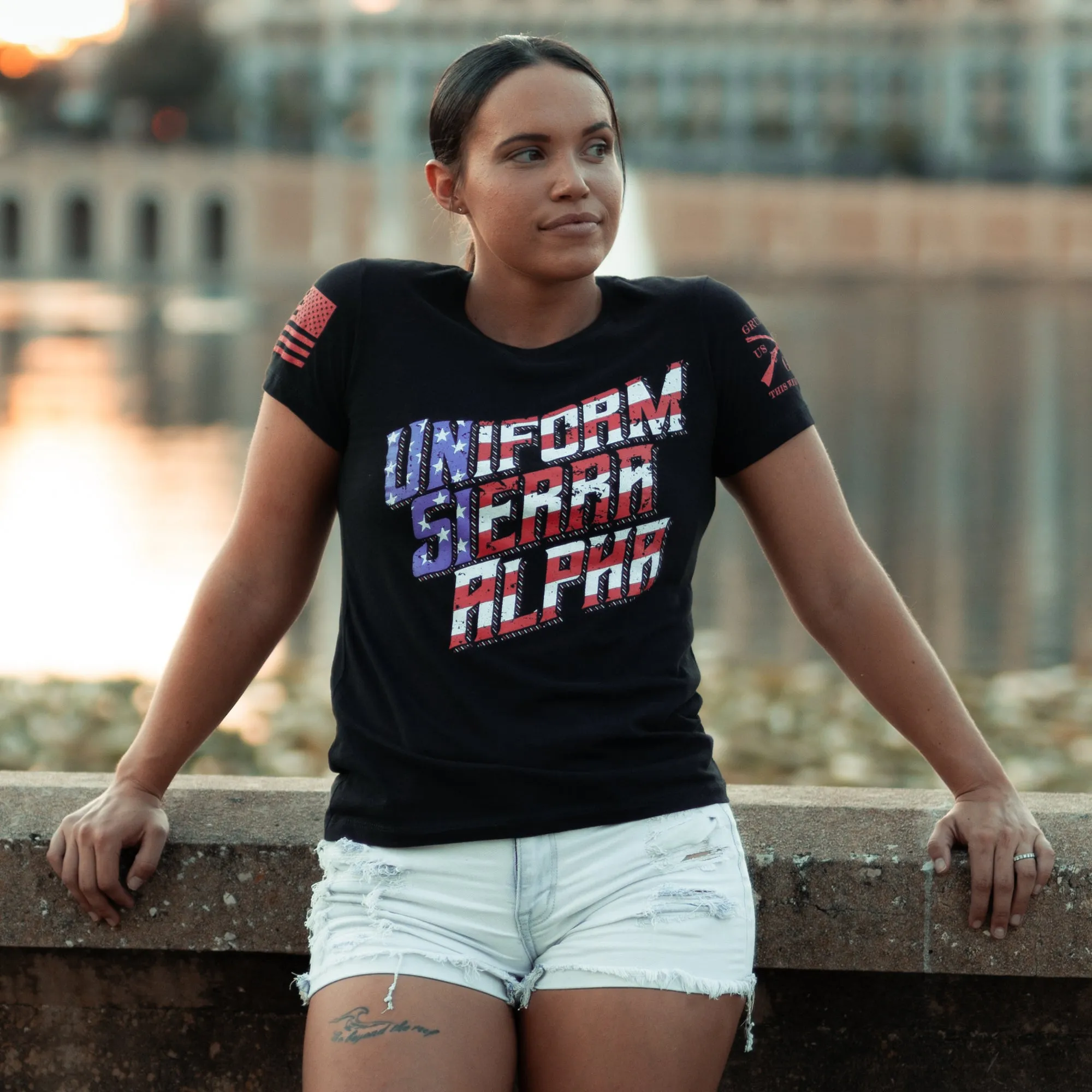Women's USA Slim Fit T-Shirt - Black sold by Grunt Style product image thumbnail 3