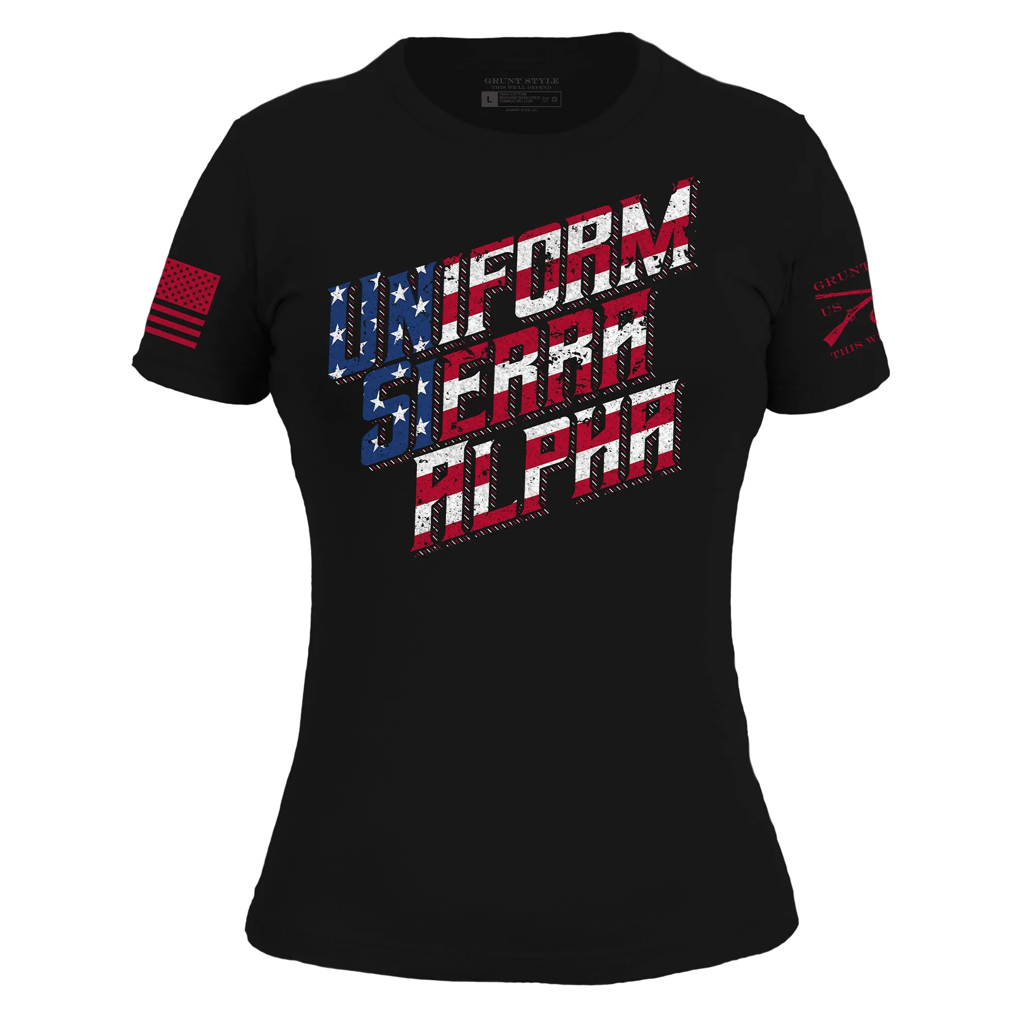 Women's USA Slim Fit T-Shirt - Black sold by Grunt Style product image thumbnail 4