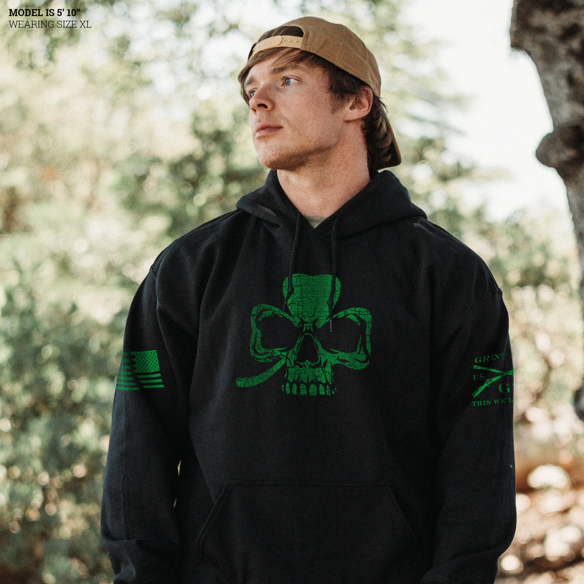 Clover Skull Hoodie - Black sold by Grunt Style product image thumbnail 2