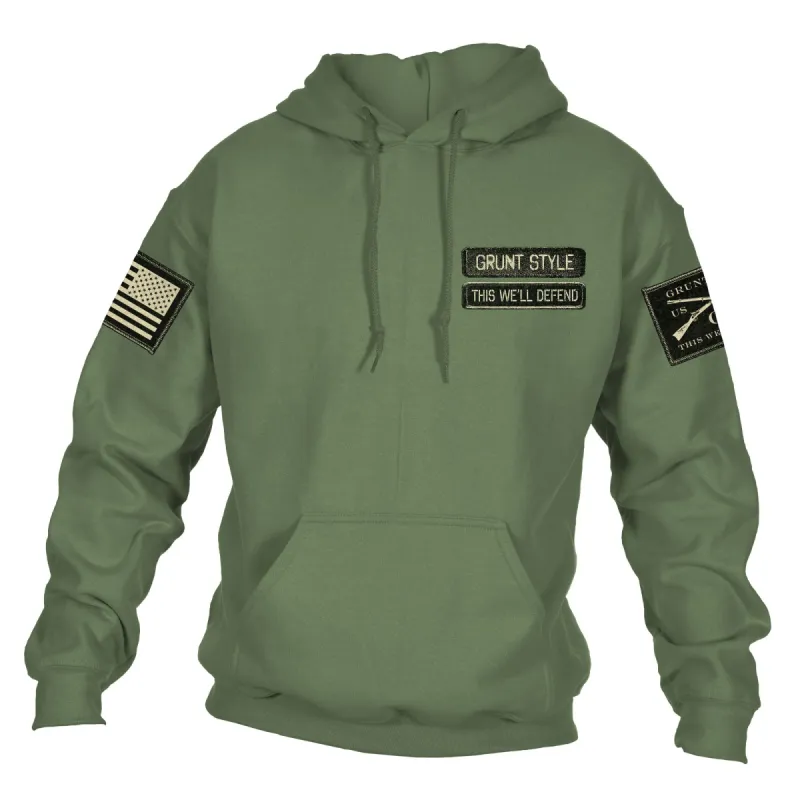 Name Tape Hoodie - Military Green sold by Grunt Style