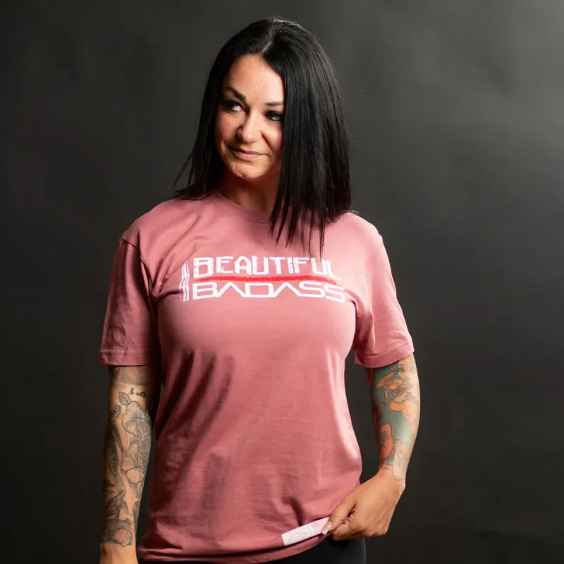 Women's Beautiful Badass Boyfriend Fit T-Shirt - Heather Mauve sold by Grunt Style