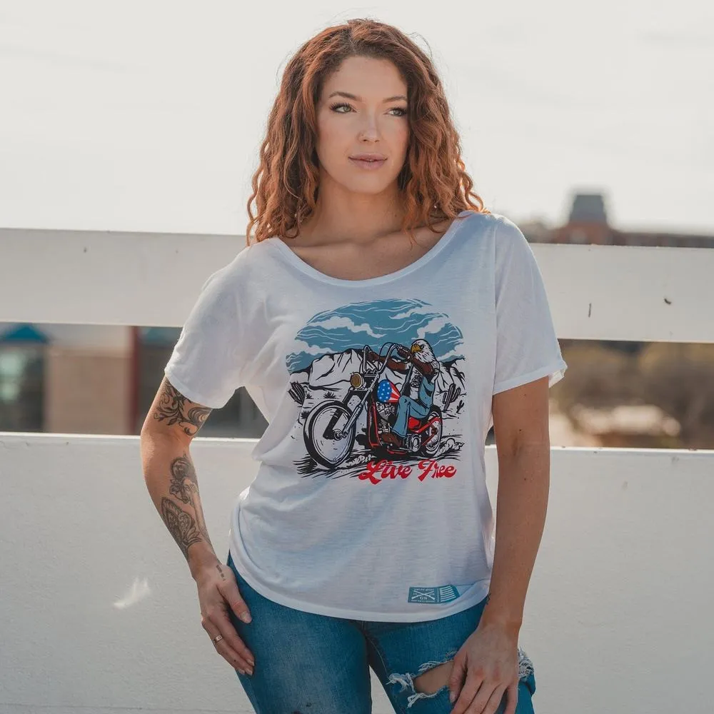 Women's Live Free Slouchy T-Shirt - White sold by Grunt Style