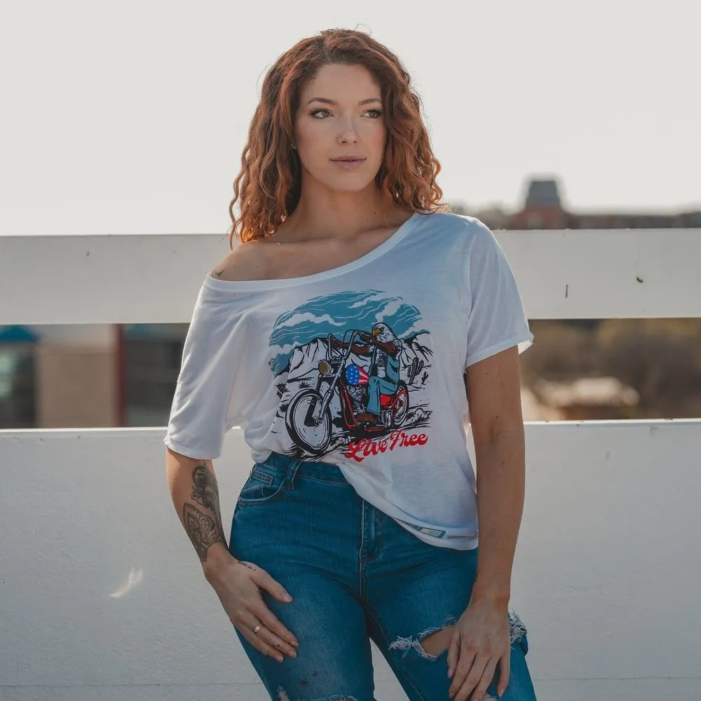 Women's Live Free Slouchy T-Shirt - White sold by Grunt Style product image thumbnail 4